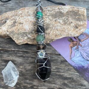 Wire Wrapped Smoky Quartz Point Sorcery Wand / Necklace / Oddity